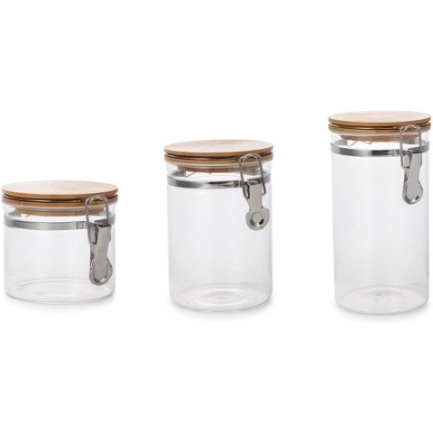Set van 3x stuks glazen voorraadpotten/voorraadbussen met beugelsluiting 1800ml - 1300ml - 800ml -
