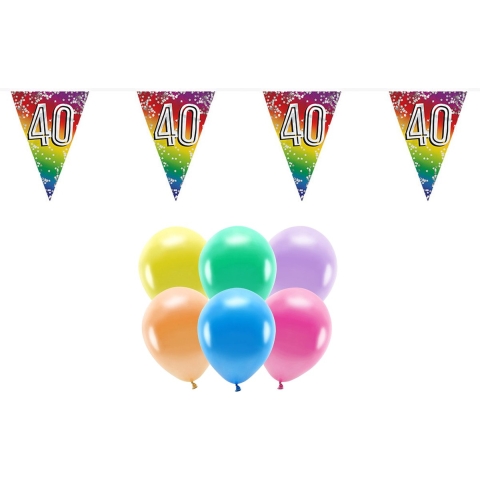 Boland Party 40e jaar verjaardag feest versieringen - Ballonnen en vlaggetjes -