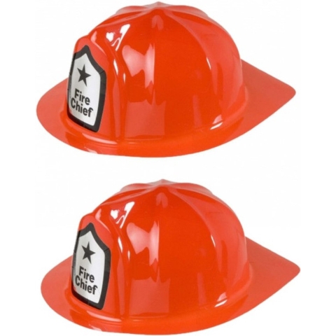Brandweer verkleed helm - 4x stuks - rood - PVC - volwassenen - brandweerhelmen -