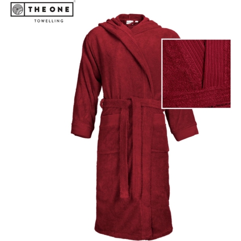 The One Towelling TH1095 Bathrobe Hooded - Burgundy - L/XL