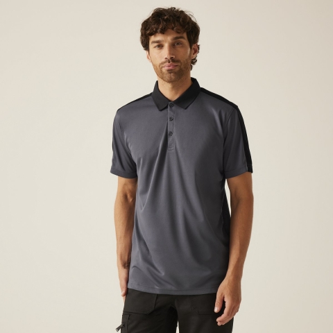 Ragetta RG1740 Contrast Coolweave Polo - Seal Grey (Solid)/Black - L