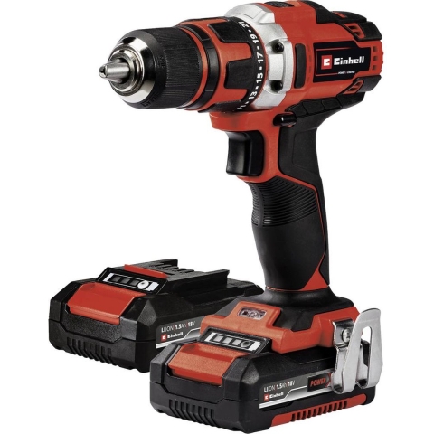 Einhell Accu Boor-/Schroefmachine TE-CD 18/40-1 Li Kit - Power X-Change - 18 V/Li-ion - 40 Nm - 0-400/0-1.500 t/min - Incl. 2x 1.5 Ah accu, lader en transport-/opbergkoffer