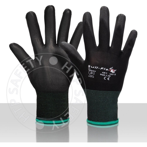 Asatex Handschoen | maat 8 zwart | EN 388 PSA-categorie II | nylon met polyurethaan | 12 paar - 3702/8 3702/8