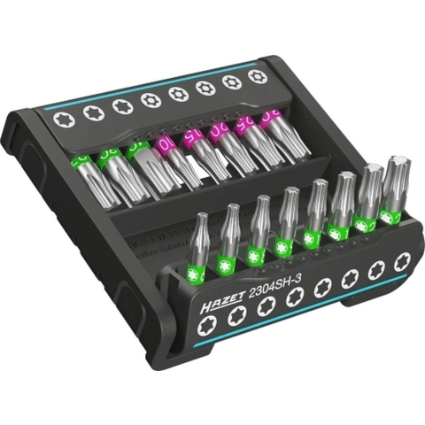 HAZET SmartHolder met 16 bits · kort 2304SH-3 · 1/4 inch (6,3 mm) zeskant massief · Binnen-TORX®-profiel, Tamper resistant TORX®-profiel · 16-delig ·