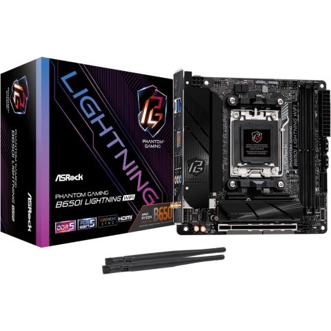 ASRock Phantom Gaming B650I Lightning WiFi Moederbord Socket AMD AM5 Vormfactor Mini-ATX Moederbord chipset AMD® B650
