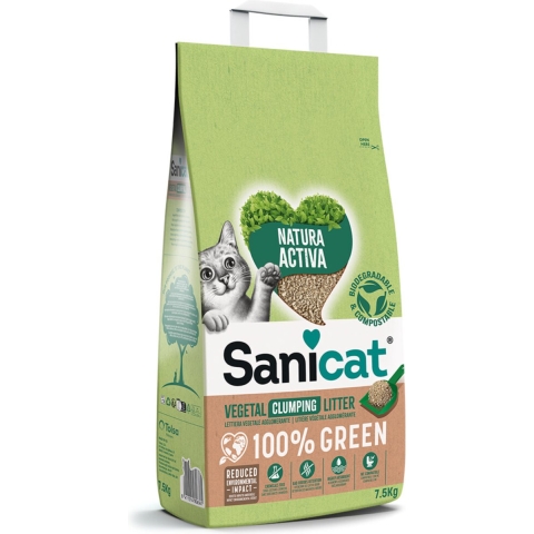2e halve prijs: Sanicat Natura Activa 100% Green 7,5 kg
