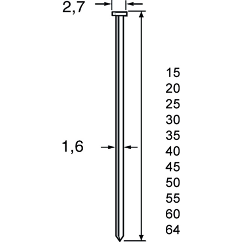 Dutack 5138048 SKN16 Brad - RVS - 1,6 X 64mm (2500st)