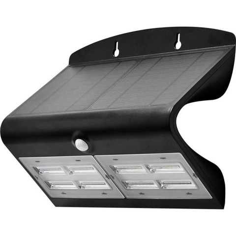 V-TAC VT-767-7-B Wandlamp op zonne-energie - IP65 - Zwart - 8W - 850 Lumen - 4000K
