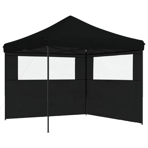 vidaXL - Partytent - inklapbaar - pop-up - met - 2 - zijwanden - zwart