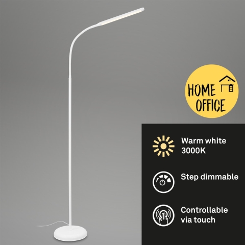 BRILONER - Staande lamp 1472016 Touch-functie Trapsgewijs dimbaar via aanraking - Zwenkbaar - Warm wit 3000K - Memory-functie - 126,5 x 21 x 66 cm - W