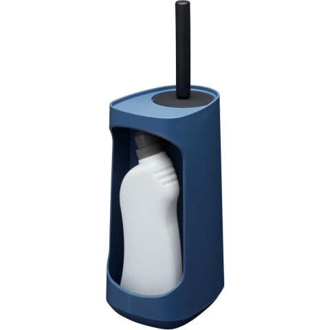 Tiger Tess - Toiletborstelhouder met opbergfunctie vrijstaand en Swoop® borstel flexibel - Blauw / Zwart