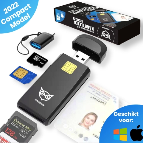 Good2know Id Kaartlezer– Kaartlezer identiteitskaart – SD Kaartlezer – Identiteitskaartlezer – 2022 – eID – Id Lezer – USB C - USB A – België – Mac