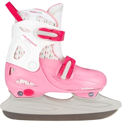 Nijdam Kunstschaats Meisjes Verstelbaar Maat 27-30 - Hardboot - Roze/Fuchsia/Grijs,