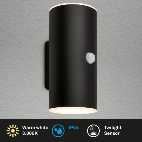 Briloner Lima buitenlamp met bewegingsmelder - Schemersensor - oplaadbare batterij - Opladen via USB - spatwater bescherming - 15,5 x 7 x 8,5 cm - Zwa