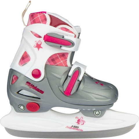 Nijdam Kunstschaats Meisjes Verstelbaar - Hardboot - Zilver/Wit/Roze - 38-41