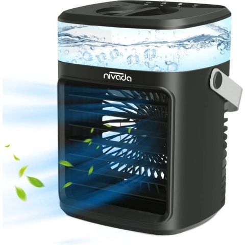 NIVADA Portable Mini Airco Inclusief Afstandsbediening - Luchtkoeler - Tafelventilator - Aircooler - 450 mL Verlichtingsmogelijkheden, meerdere stand
