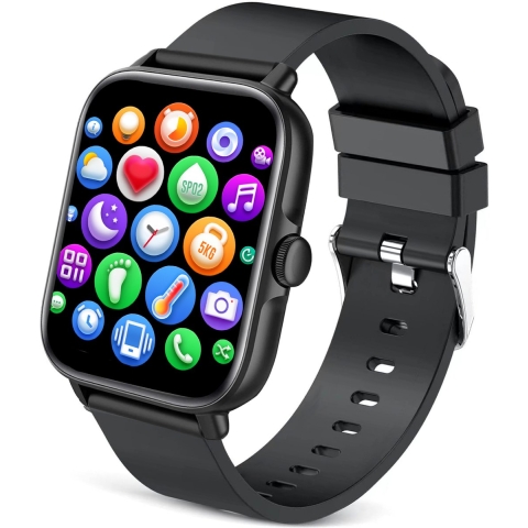 AyeWay Smartwatch Touchscreen Zwart - 70 Sportmodes - Met App - Smartwatch Heren&Dames,,