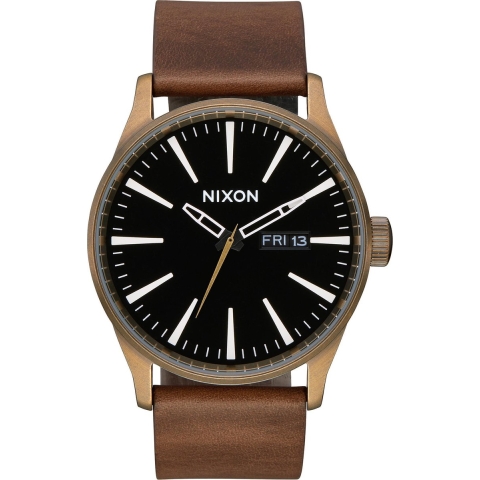 Nixon Sentry A1053053 - Horloge - Leer - Bruin - 42mm
