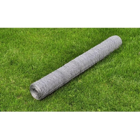 vidaXL - Kippengaas - 25x0,5 - m - gegalvaniseerd - staal - zilverkleurig