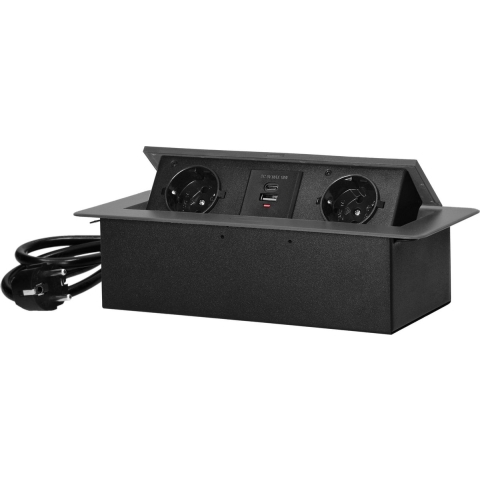 Stekkerdoos met USB - Pop up stekkerblok met 2 stopcontacten en 2 USB (USB-A&USB-C) - Inbouw Verdeelstekker met RVS afwerking - Stekkerblok met