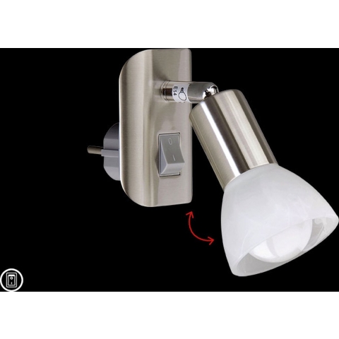 BRILONER - Stekkerlamp leeslamp kinderkamer lamp 1xE14 25W nikkel draaibaar tuimelschakelaar