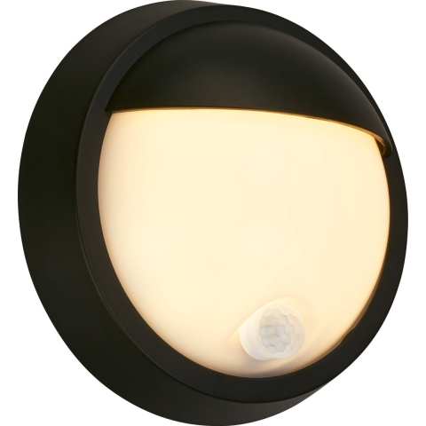 Briloner buitenlamp Puni met bewegingsmelder - Schemersensor - oplaadbare batterij - USB opladen - spatwater bescherming -Ø17 x 7 cm - Zwart