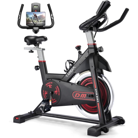 Lugia Hometrainer Fitness Fiets - Led Display - Verstelbaar Zadel - 0-100% weerstand niveaus - Hartslagfunctie - Max 130kg - Extreem Stil,