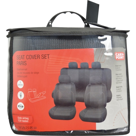 Carpoint Stoelhoesset Paris 9 Delig Zwart/Grijs