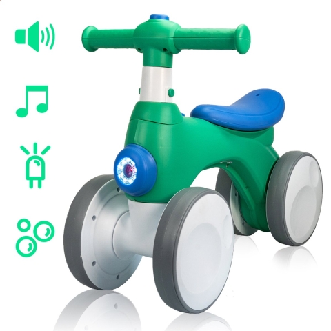 Velaryon Loopfiets 1 jaar - Groen - 4 kleuren - Met toeter, Muziek, licht&Bellenblaas - Voor binnen en buiten,