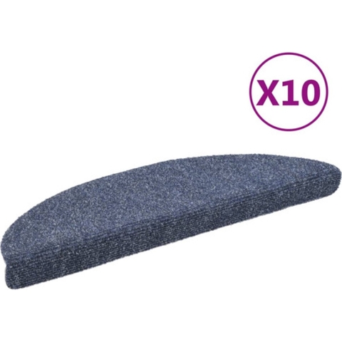 vidaXL - Trapmatten - zelfklevend - 10 - st - 56x17x3 - cm - naaldvilt - blauw