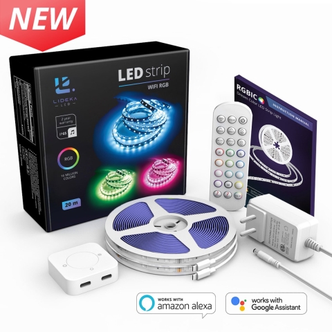 Lideka - LED Strip 20 Meter (2x10) - 3.0 A - 50K Branduren - RGB - met Afstandsbediening - 360 Led's - Verlichting - Led Lights - Led Light Strip - Li