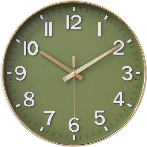 Tyme Wandklok 30cm Klok modern Analoog - Stil Uurwerk - Muurklok - Quartz - Groen Goud