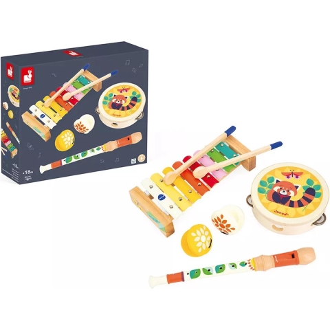 Janod Gioia - Muziekinstrumenten Set - Set Van 4 Houten Muzikale Speeltjes Om Kennis Te Maken Met Muziek - Geschikt Vanaf 18 Maanden