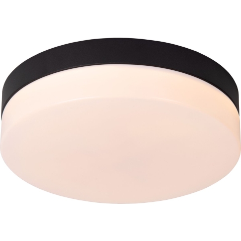 Lucide GENEVE - Plafonnière Badkamer - Ø 23 cm - LED - 1x12W 2700K - IP44 - Bewegingssensor - Zwart