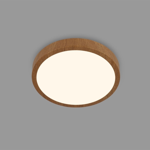 Briloner Leuchten -plafondlamp LED, plafondlamp hout, warm wit licht, opbouwlamp, opbouwlamp, houtlook,Ø280x40 mm,,,