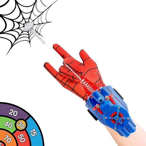 JUST23 Web Shooter Telescopic - Blauw - Gebaseerd op Spiderman - Makkelijke touwterughaling - Spiderman handschoen - Incl. Schietbord,,,
