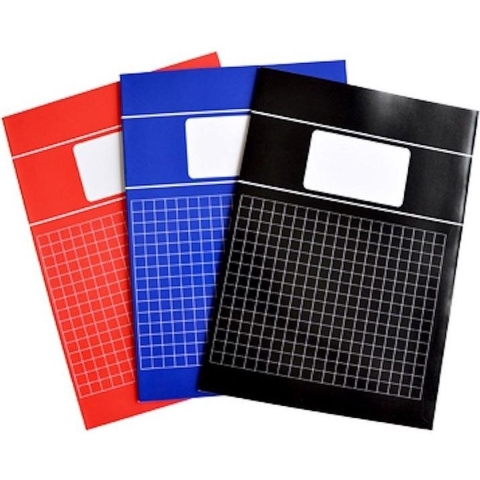 Pakket van 15x stuks schoolschriften A4 ruitjes/wiskunde gekleurd -