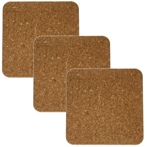 Pannenonderzetters - 6x stuks - 20 cm - kurk - vierkant - onderzetters pannen -