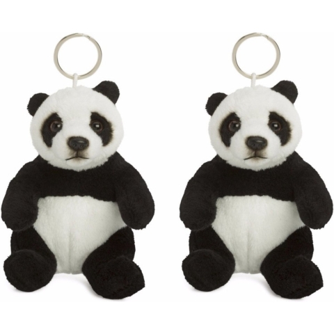 WNF pluche pandabeer sleutelhanger - Set van 2x stuks - 10 cm - Pluche dieren cadeau - knuffels -