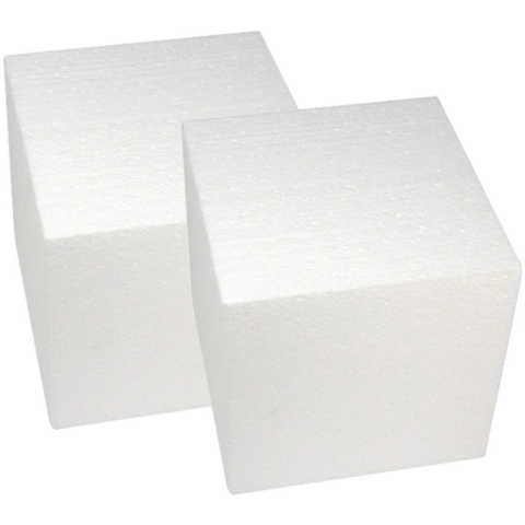 Set van 6x stuks piepschuim vormen/figuren kubus 20 x 20 cm -