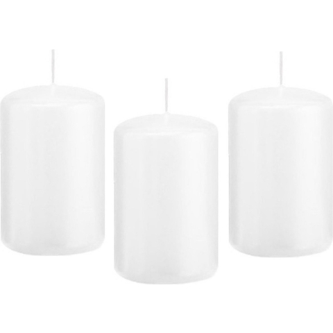 Cilinderkaars/stompkaars - 8x - wit - 5 x 8 cm - 18 branduren -