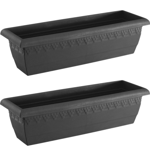 5x stuks antraciet grijze rechthoekige plantenpotten/bloempotten Jardinera 60 x 20 cm kunststof -