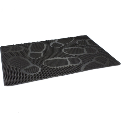 2x anti-slip deurmat - rubber - met noppen - zwart - 60 x 40 cm - voor binnen en buiten -