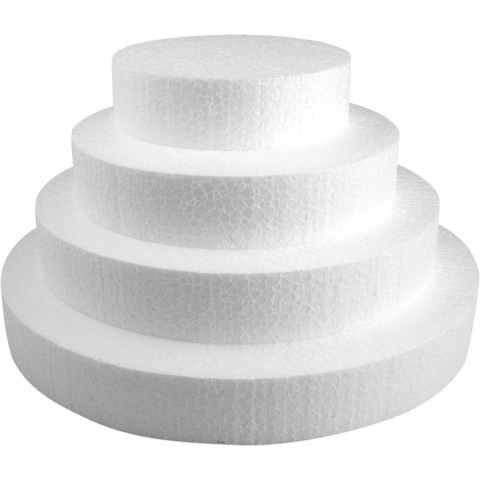 4x Piepschuim schijven van 15/20/25/30 cm breed en 4 cm dik -
