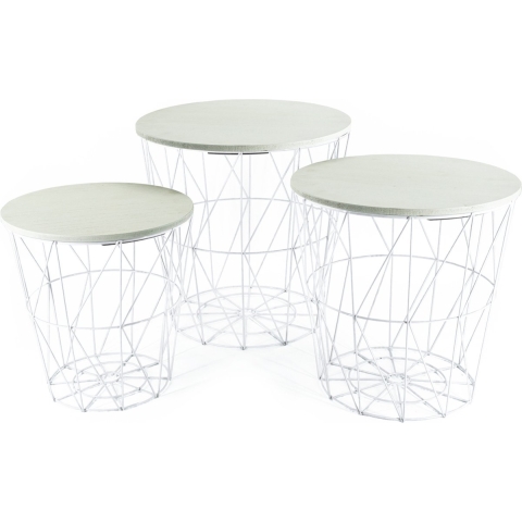 CEPEWA Plantenstandaarden - 3 ST - rond - metaal - licht hout - 30/35/40 cm -