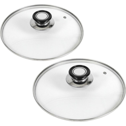 Set van 2x stuks universele glazen pannendeksels 26 cm en 30 cm -