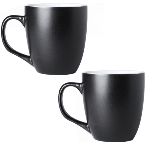 Koffie Drinkbeker/mok - 10x - zwart - 440 ml - Keramiek - Koffie mokken/bekers voor onbijt en lunch -