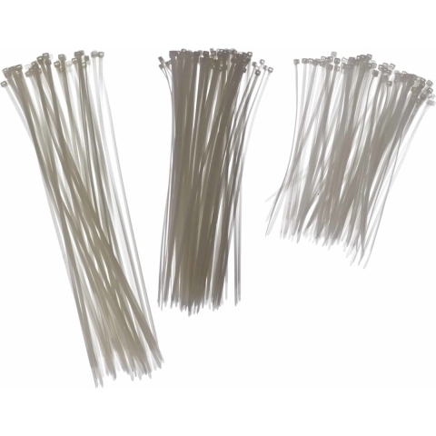 Kabelbinders/tie-wraps pakket wit 300x stuks in 3 verschillende formaten -