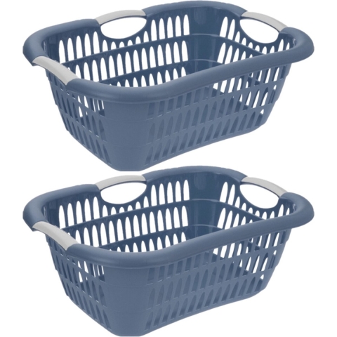 3x stuks kunststof wasmandje blauw 15 liter L40 x B30 x H20 cm -