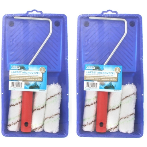 3x stuks microvezel beits olie lak schildersets 5-delig met lekbak en beugel -
